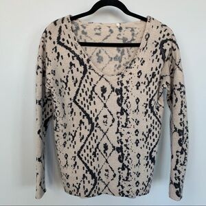 Anthropologie Cream & Gray V-Neck Baby Wool/Yak/Cashmere Blend Sweater Size XS